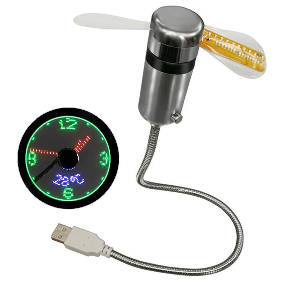 USB Clock Fan with Real Time Clock & Temperature Display Function