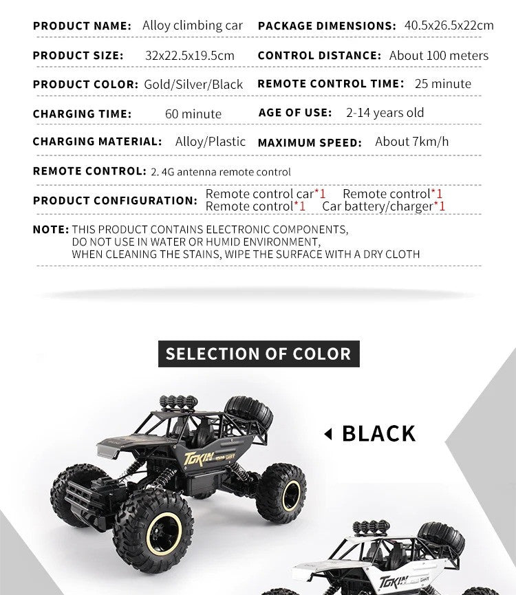 RC Cars Remote Control Car 1:16 Off Road Truck Metal Shell LED Headlights
