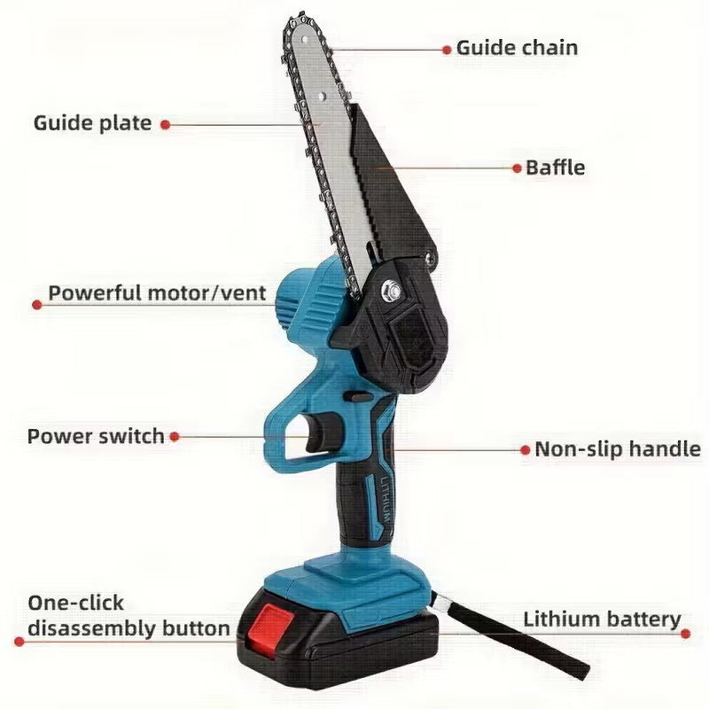 Cordless Electric Chainsaw With 2 Rechargeable Batteries And 3 Chains