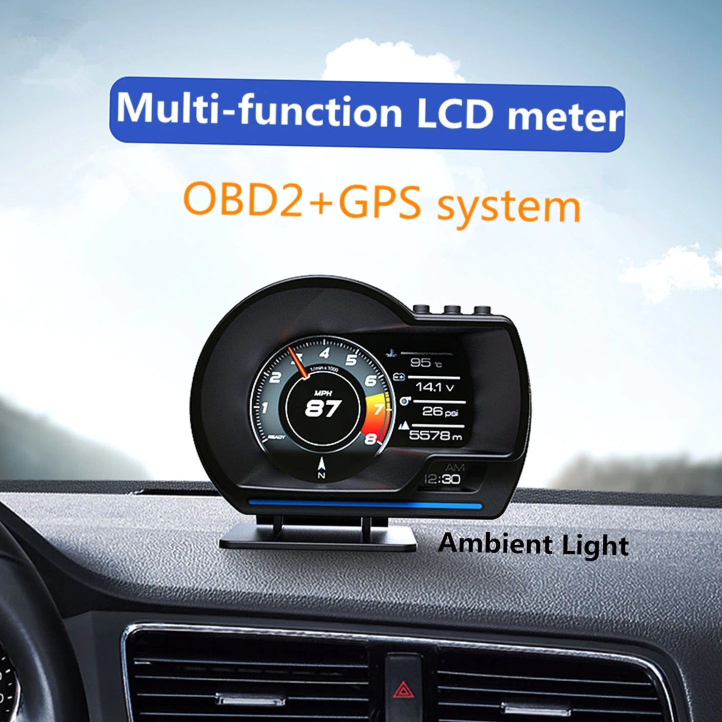 Car Head up Display, OBDⅡ + GPS Smart Gauge