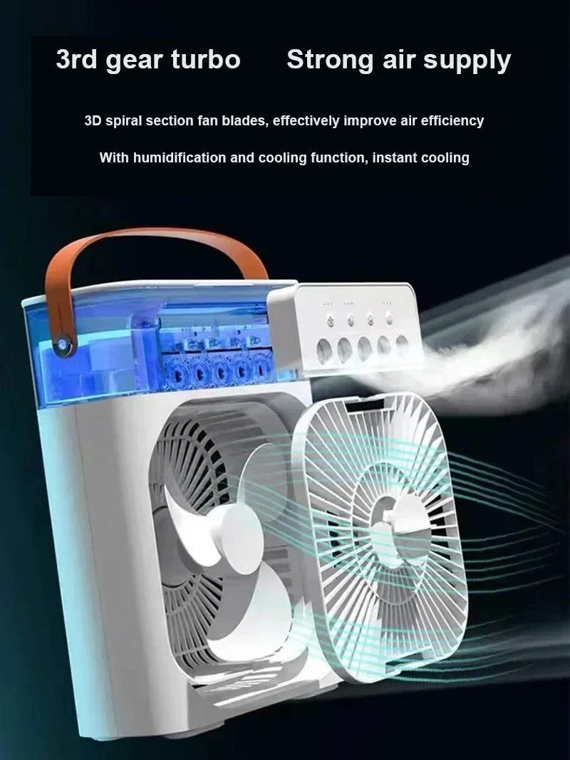 3 In 1 Portable Mini Fan AIr Conditioner With LED Night Light