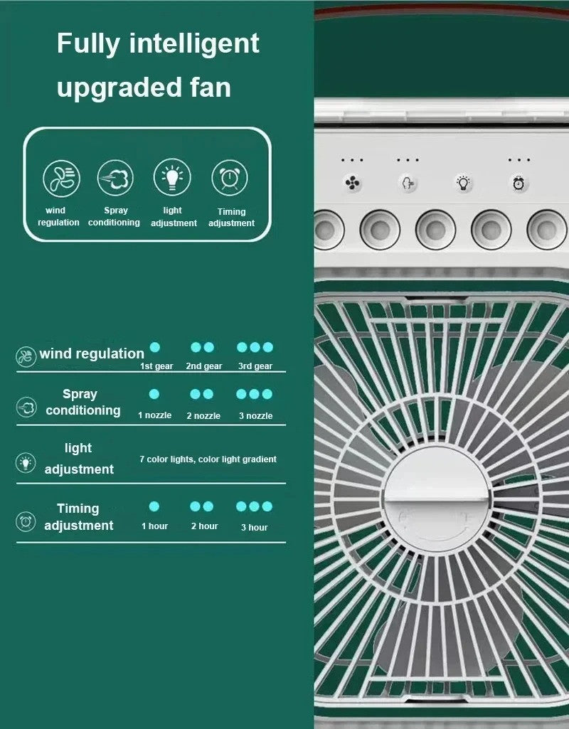3 In 1 Portable Mini Fan AIr Conditioner With LED Night Light