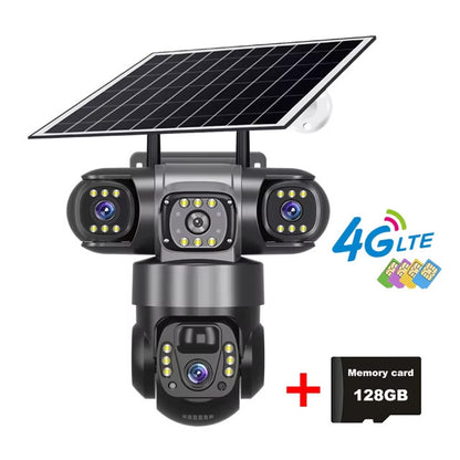 Outdoor Solar 4G IP Camera 12MP 6K Triple Lenses