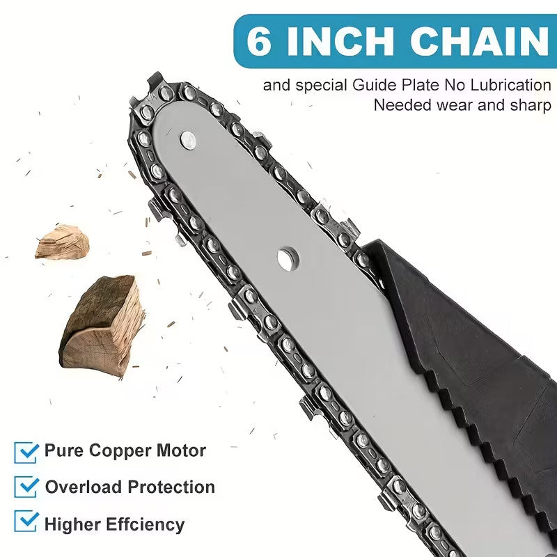 Cordless Electric Chainsaw With  2 Rechargeable Batteries And 3 Chains