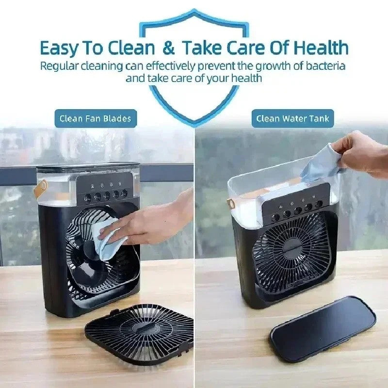 3 In 1 Portable Mini Fan AIr Conditioner With LED Night Light