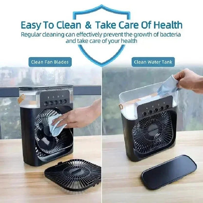 3 In 1 Portable Mini Fan AIr Conditioner With LED Night Light