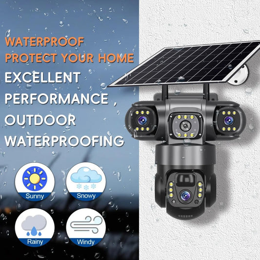 Outdoor Solar 4G IP Camera 12MP 6K Triple Lenses