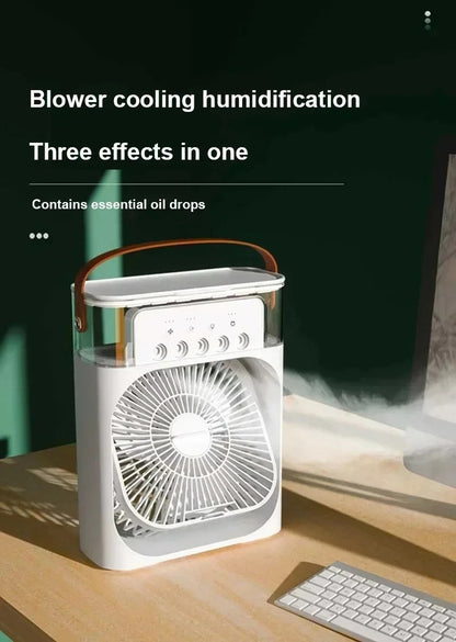 3 In 1 Portable Mini Fan AIr Conditioner With LED Night Light