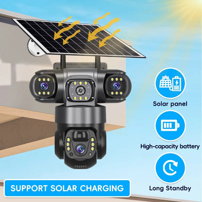 Outdoor Solar 4G IP Camera 12MP 6K Triple Lenses