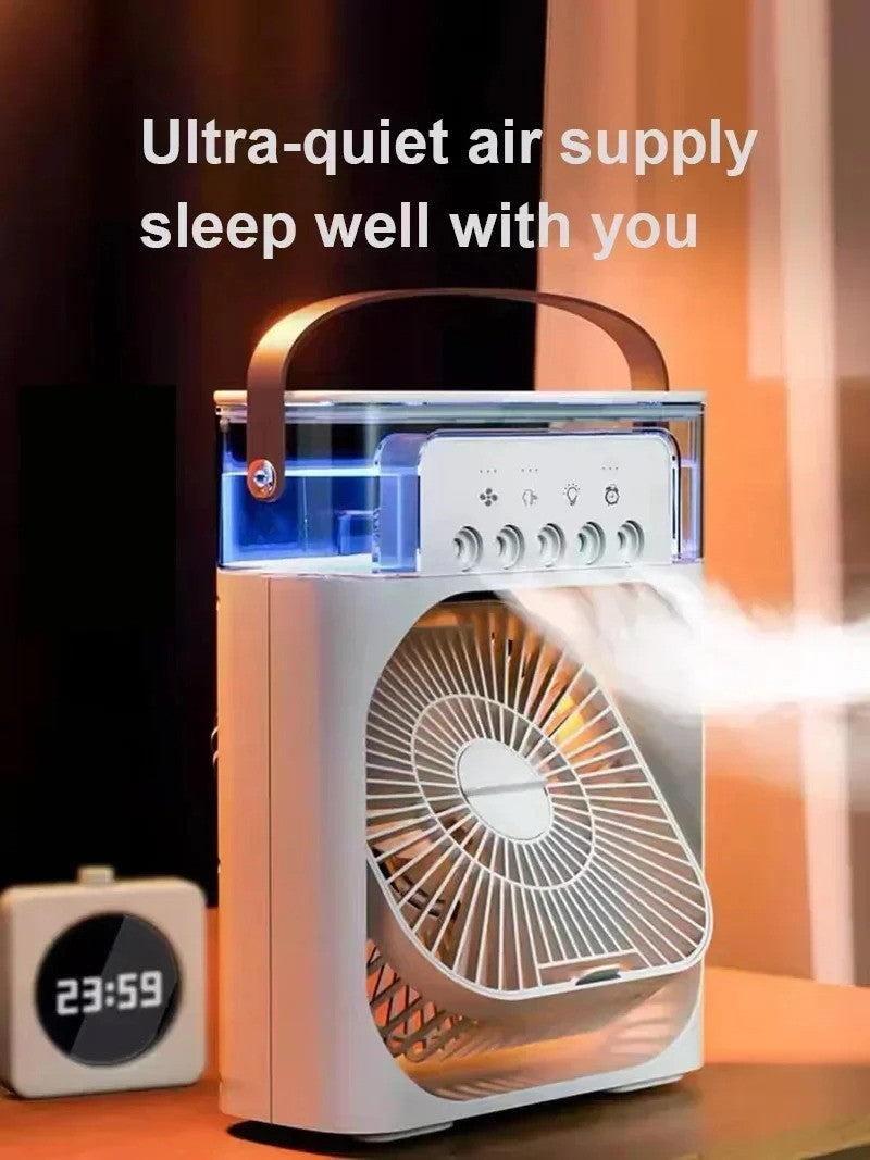 3 In 1 Portable Mini Fan AIr Conditioner With LED Night Light