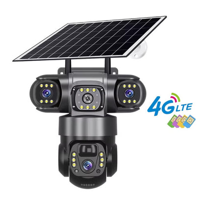Outdoor Solar 4G IP Camera 12MP 6K Triple Lenses