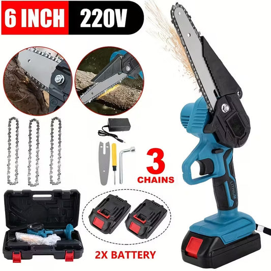 Cordless Electric Chainsaw With  2 Rechargeable Batteries And 3 Chains