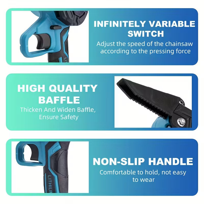 Cordless Electric Chainsaw With  2 Rechargeable Batteries And 3 Chains