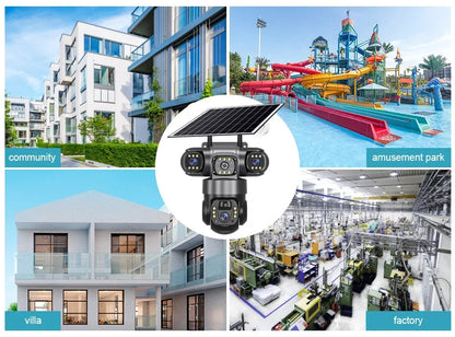 Outdoor Solar 4G IP Camera 12MP 6K Triple Lenses