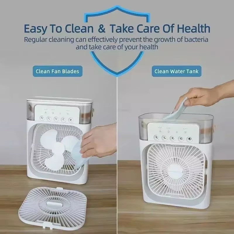 3 In 1 Portable Mini Fan AIr Conditioner With LED Night Light