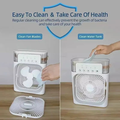 3 In 1 Portable Mini Fan AIr Conditioner With LED Night Light